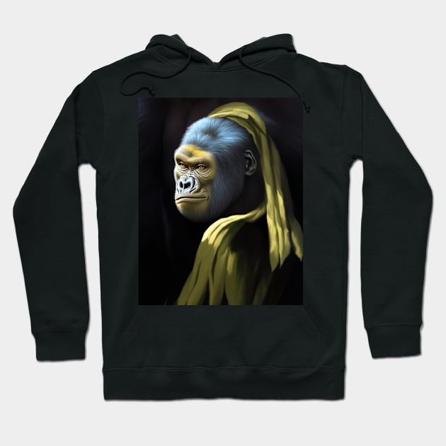 A gorilla who wanted to be 'Girl with a Pearl Earring' Hoodie by CRAZYMAN